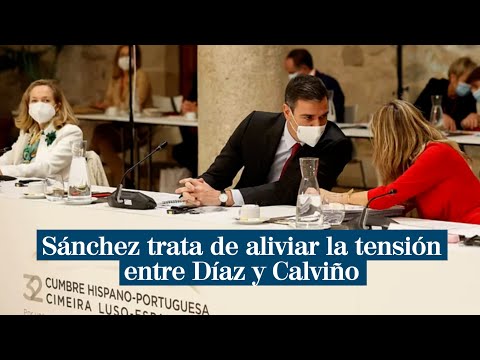 Pedro Sánchez trata de aliviar la tensión con un saludo a Calviño y Díaz