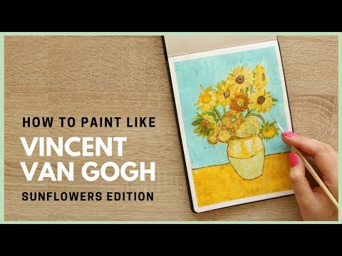 How to Paint Sunflowers by Vincent van Gogh with Acrylic Paint | Art Journal Thursday Ep. 36