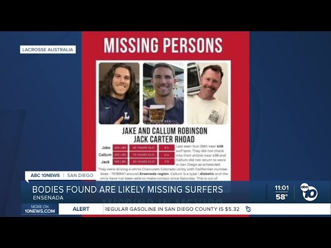 Bodies found belong to 3 missing surfers in Baja California