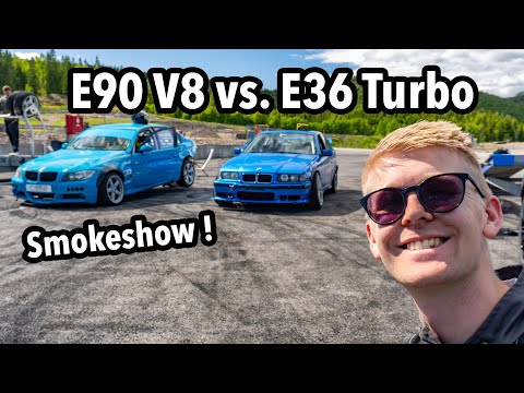 Årets Første Banedag Med Min Svenske BMW E36 Turbo! Mye Går Galt og Noe bra Twin Drifting.
