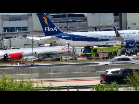 Avión de Red Air permanece en la pista del Aeropuerto de Miami tras accidente