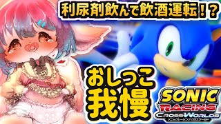 【おしがま】ソニックレーシングで飲酒運転！おむつはいて利尿剤も飲んじゃうです！【ソニックレーシング クロスワールド】