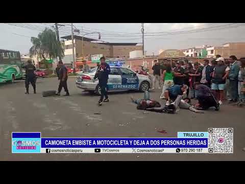 Trujillo: camioneta embiste a motocicleta y deja a dos personas heridas