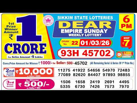 Sikkim Lottery Sambad Live 6pm 01.03.2026 | Lottery Live
