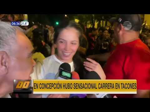 Sensacional carrera en tacones en Concepción