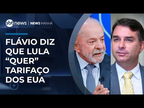 Nos EUA, Flávio diz que Lula quer tarifaço para se promover | #NewsManhã