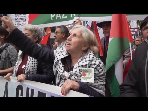 Protesters rally outside Israeli embassy in Lisbon and march to Portuguese parliament