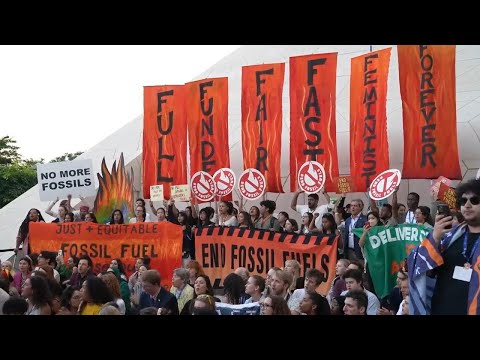 Protesters against fossil fuels gather outside COP28 venue in Dubai