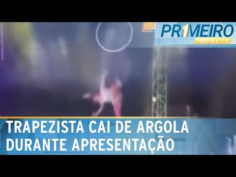 Artista circense despenca de argola durante apresentação em SC | Primeiro Impacto (09/04/24)