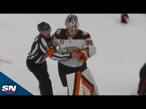 John Gibson, Petr Mrazek Nearly Get Into Goalie Fight After Massive Scrum