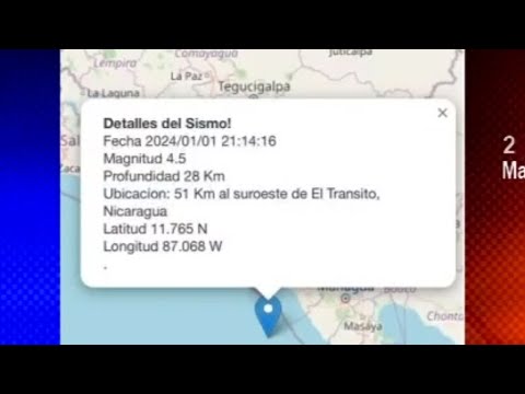Sismo de 4.5 sacude Tránsito Nicaragua
