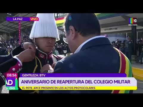 El presidente Arce encabezó el aniversario de reapertura del Colegio Militar