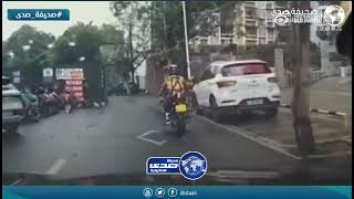 من اغرب الحوادث على طريق سريع