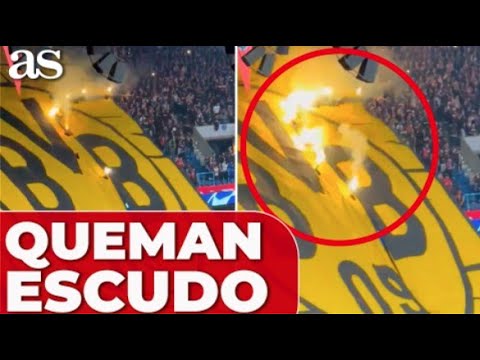 ULTRAS PSG ROMPE ESCUDO gigante del BORUSSIA DORTMUND en el tifo | Champions League