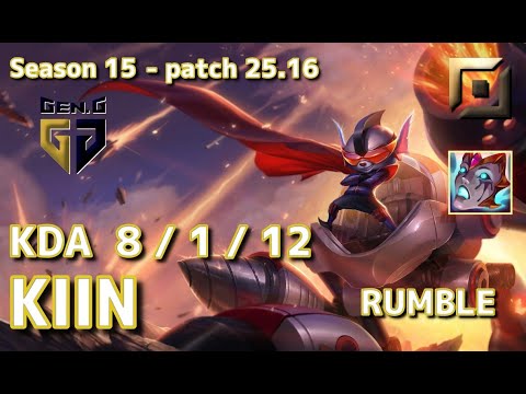 【KRサーバー/M1】Gen.G Kiin ランブル(Rumble) VS グウェン(Gwen) TOP - Patch25.16 KR Ranked【LoL】