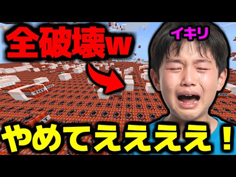 【マイクラ荒らし】マイクラ参加型でイキりまくっている小学生に反撃して建物を全破壊したら発狂ｗｗｗｗ【マインクラフト】【Minecraft】