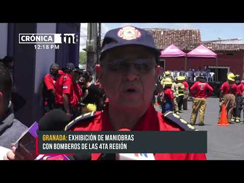 Bomberos realizan maniobras demostrativas en Granada - Nicaragua