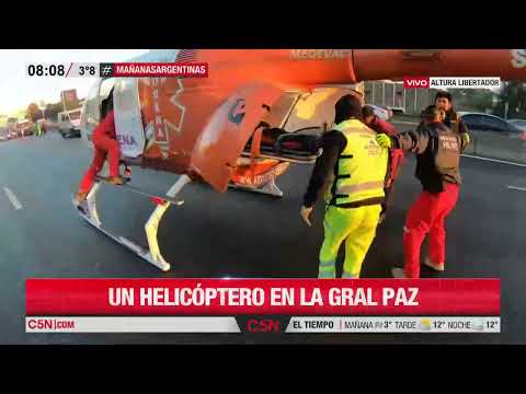 VIDEO: el HELICÓPTERO del SAME TRASLADA al MOTOCICLISTA ACCIDENTADO
