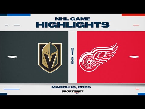 NHL Highlights | Red Wings vs. Golden Knights - March 16, 2025