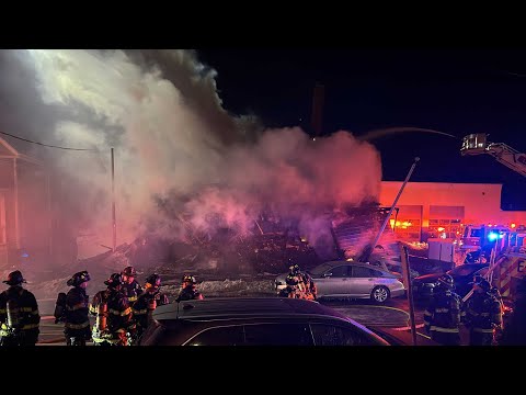 Old church collapses as multiple buildings burn in Lynn, Massachusetts