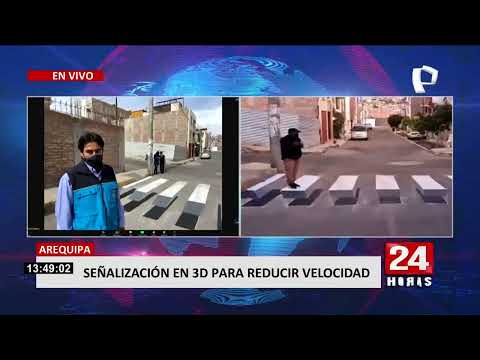 Arequipa: Colocan cruce peatonal en 3D para que vehículos reduzcan su velocidad