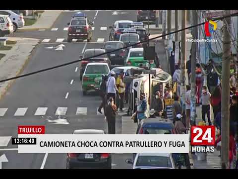 Trujillo: patrullero es embestido por auto y conductor se da a la fuga