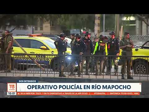 2 detenidos: Delincuentes se lanzan al río Mapocho para huir de Carabineros