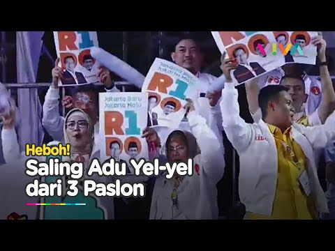 Momen Adu Yel-Yel Seusai Pengambilan Nomor Urut Paslon di KPU