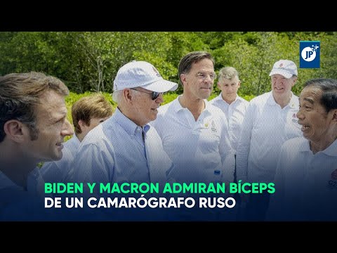 Biden y Macron admiran bíceps de un camarógrafo ruso