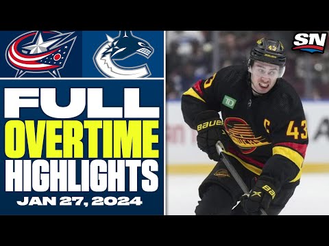 Columbus Blue Jackets at Vancouver Canucks | FULL Overtime Highlights - January 27, 2024