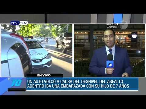Conductora embarazada volcó con su vehículo en Fernando de la Mora