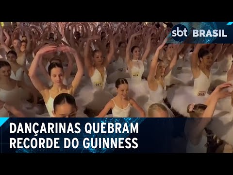 Grupo de dançarinas se reúne em NY para quebrar o recorde do Guinness | SBT Brasil (17/04/24)
