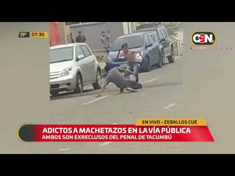 Adictos a machetazos en la vía pública en Zeballos Cué