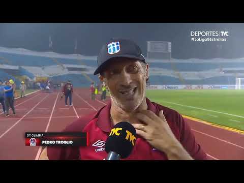 Pedro Troglio reacciona tras la victoria del Olimpia ante Marathón en la jornada 3 del Apertura 2022