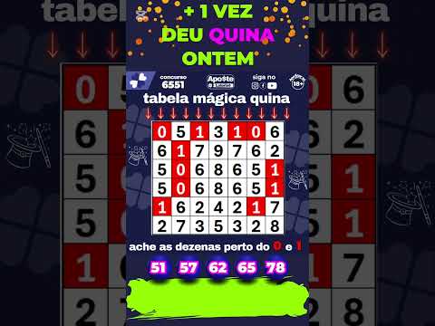 TABELA QUINA 6551 E PALPITE - MONTE SEUS JOGOS OU APOSTE O NOSSO #quina #loteria