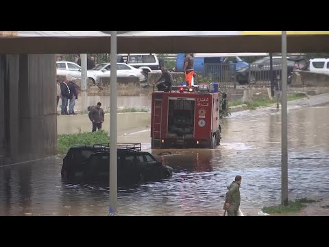 Heavy rainfall causes flooding in Beirut as river rises