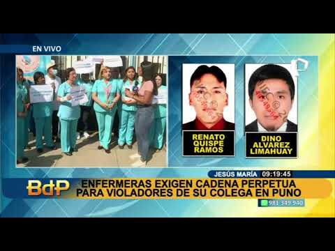 Gremio de enfermeras exige cadena perpetua para violadores de su colega en Puno