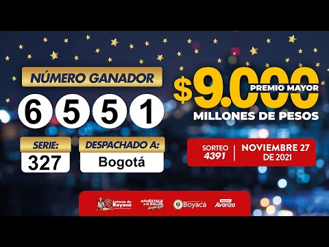 Premio Mayor #LoteríaDeBoyacá SORTEO 4391 - 27 Noviembre 2022