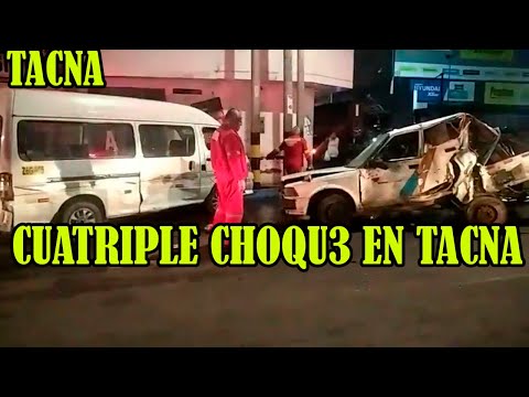 ACCID3NTE DE TRANSITO EN LA AVENIDA INDUSTRIAL DE TACNA DONDE 4 VEHICULOS SE CHOC4RON..