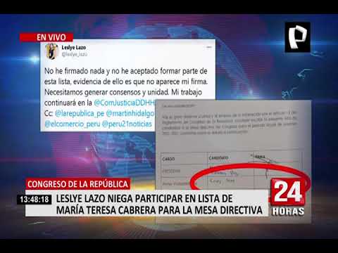 Leslye Lazo negó formar parte de la lista presentada por María Cabrera (1/2)
