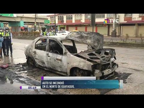 Automóvil se incendió en el Norte de Guayaquil