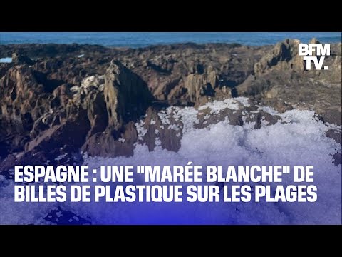 Espagne: une marée blanche de billes de plastique pollue les côtes de la Galice