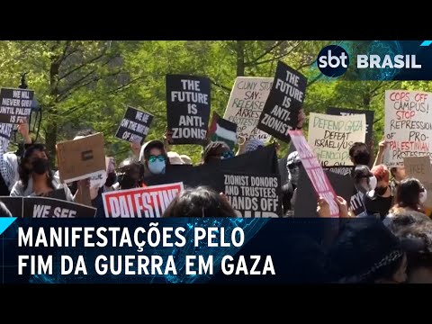 Protestos contra o apoio ao governo israelense se espalham nos EUA | SBT Brasil (27/04/24)