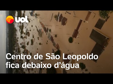 Chuvas no RS: Enchente do Rio dos Sinos alaga centro de São Leopoldo