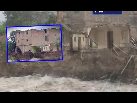 Casa colapsa por el fuerte caudal del río Rímac