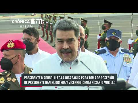 Arriba el Presidente de Venezuela, Nicolás Maduro, para Toma de Posesión en Nicaragua