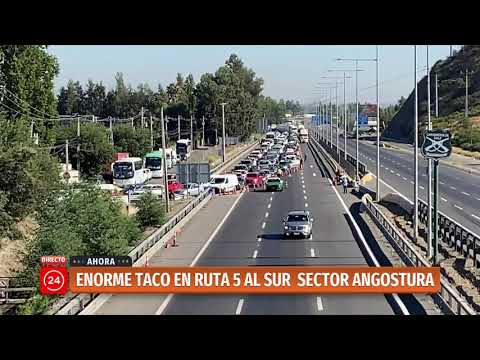 Peaje Angostura: Taco kilométrico por vehículos que viajan hacia el sur de país | 24 Horas TVN Chile