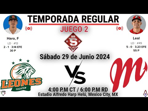 Leones de Yucatán Vs Diablos Rojos del México, en vivo | Liga Mexicana de Beisbol | Juego 2