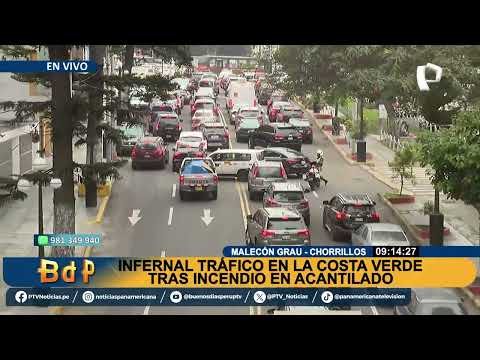 ¡Gran congestión vehicular en Chorrillos! Incendio en acantilado de la Costa Verde