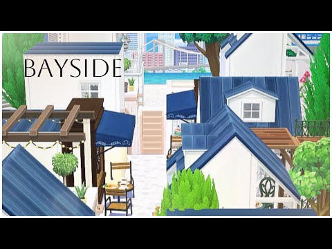 【ポケ森コンプリート】No.186「Bayside」前回イベントアイテムのケーキの土台を使って建物の高さに変化をつけた街並みレイアウトです!お楽しみに♪
